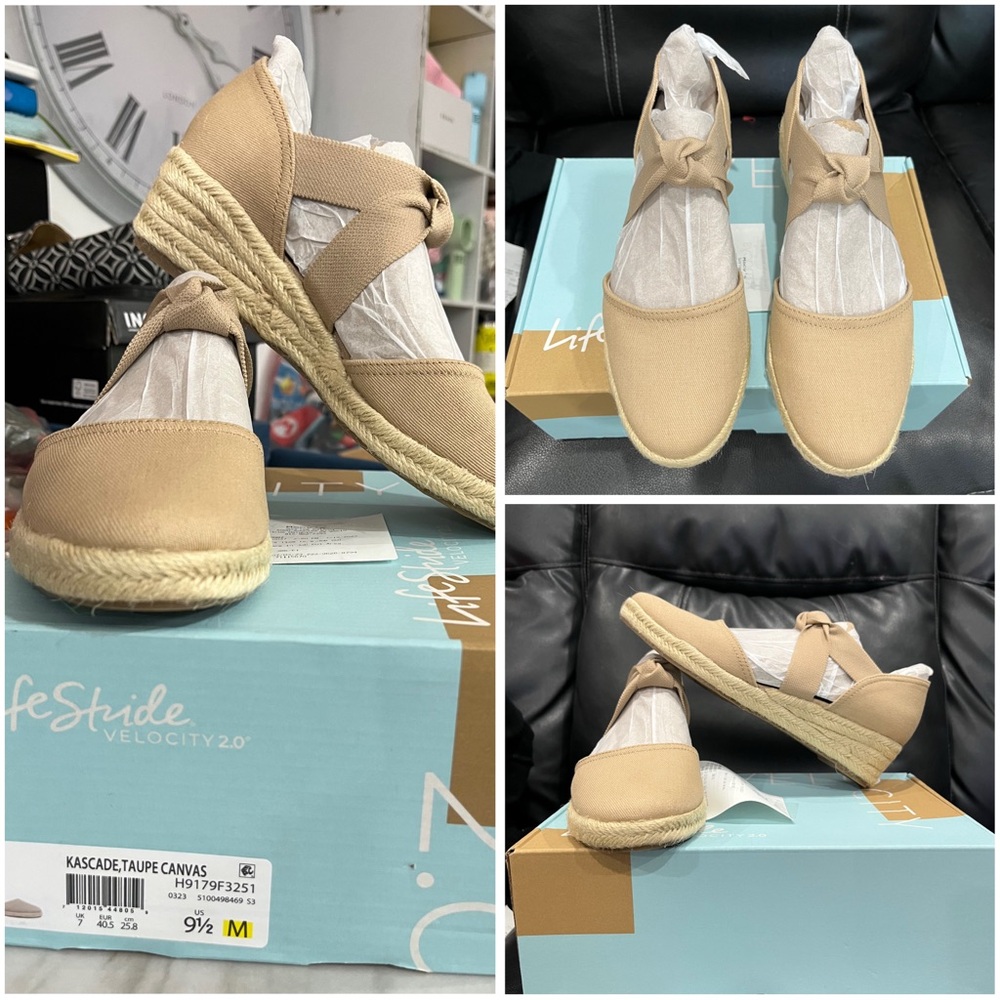 Life Stride Tan Espadrilles with Ankle Strap